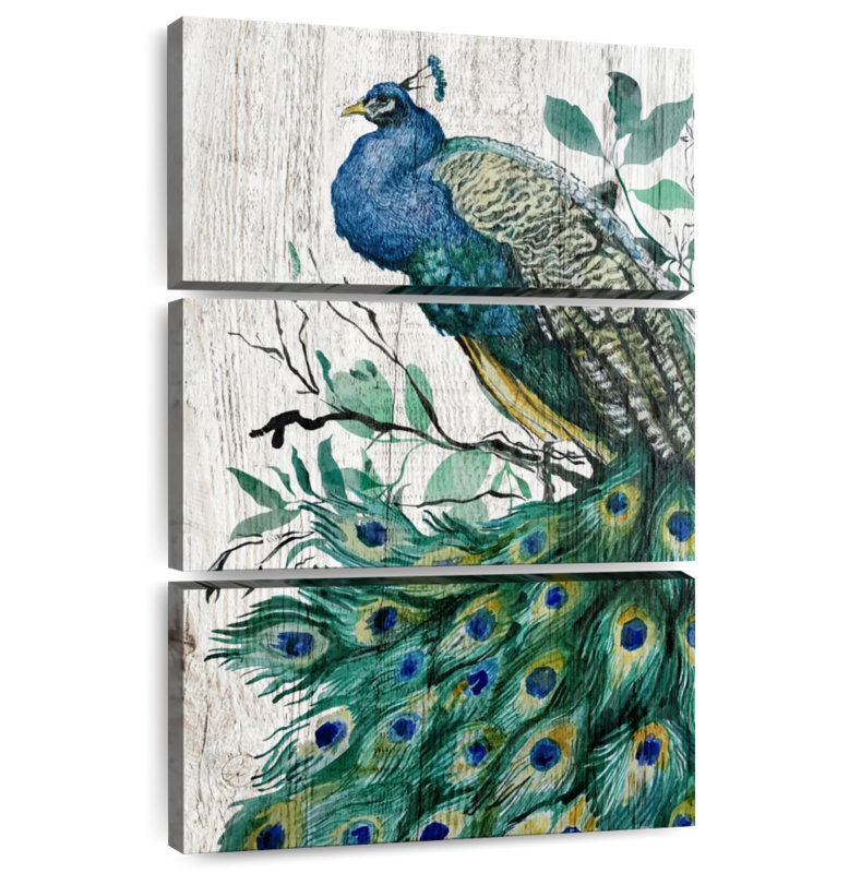 Brampt Wooden Peacock, 74" H x 48" W