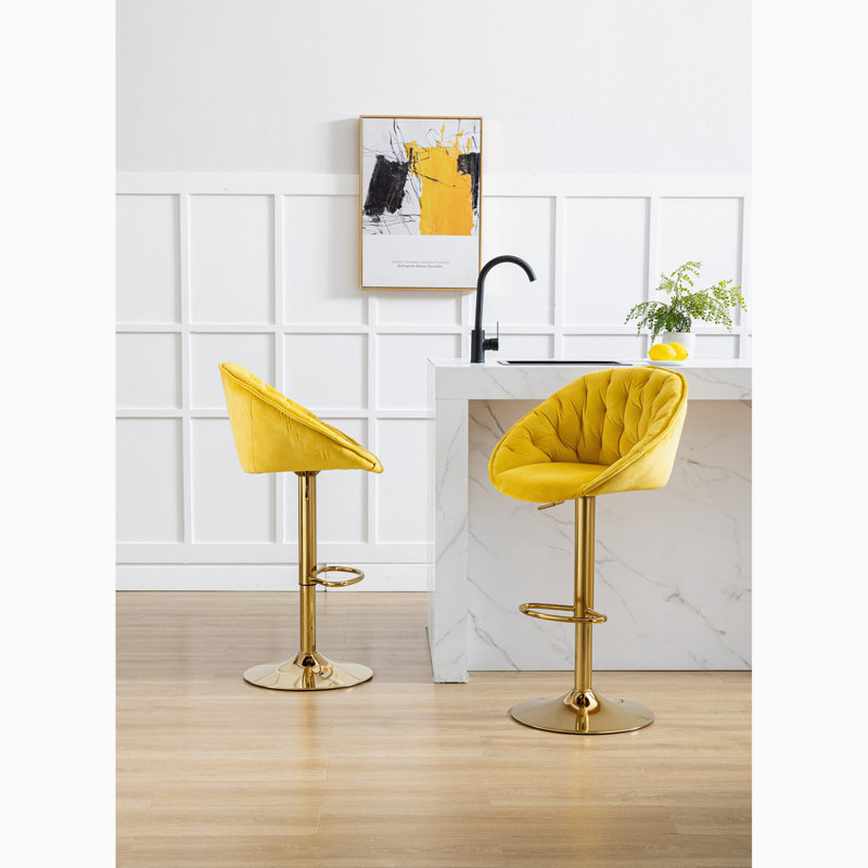 Tabouret pivotant à hauteur réglable, Jaune