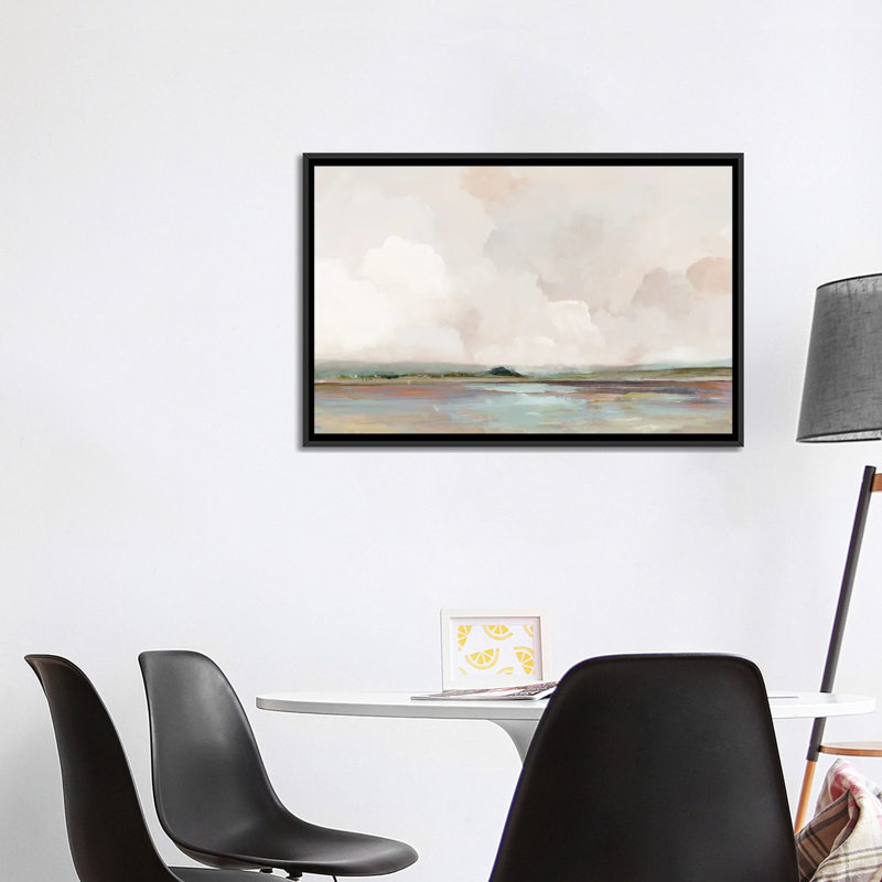 Lever de soleil rose, H 26 po x l 40 po x P 1,5 po, Toile avec cadre flottant noir, Pas de tapis