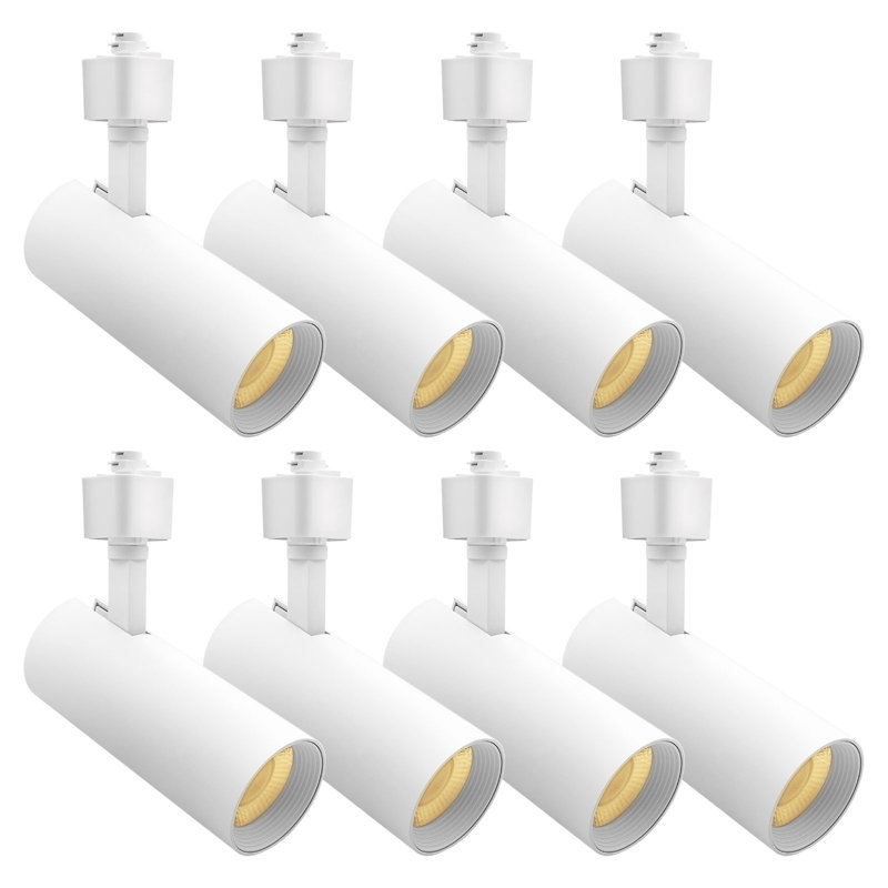 Rail d'éclairage à DEL 2,5 pouces Luxrite, 5CCT, CRI90, 20W, 1500LM, inclinable réglable 358 ° + 90 °, tête d'éclairage sur rail de type H, à intensité variable, ETL, paquet de 8 rond blanc