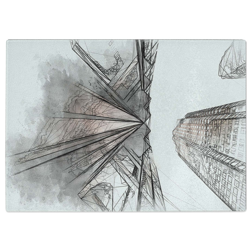 Tempered Glass Sketching the Architecture Vol.51 Chopping Board, 39 cm W x 28.5 cm L