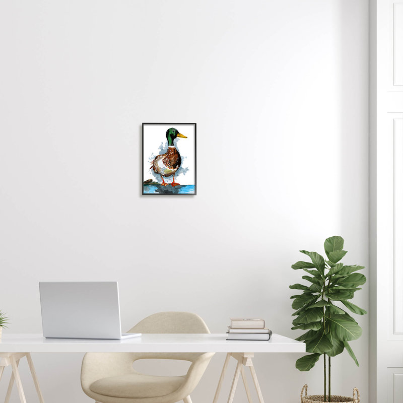«Mallard Duck Water's Giclee Art» par Sebastian Grafmann, Giclée encadrée noir minuit, H 14 po x l 11 po x P 1,5 po