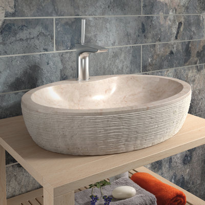 Lavabo de salle de bain vasque ovale fait à la main en pierre