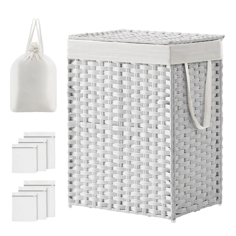 90l Clothes Hamper With 2 Removable Liner Bags, White