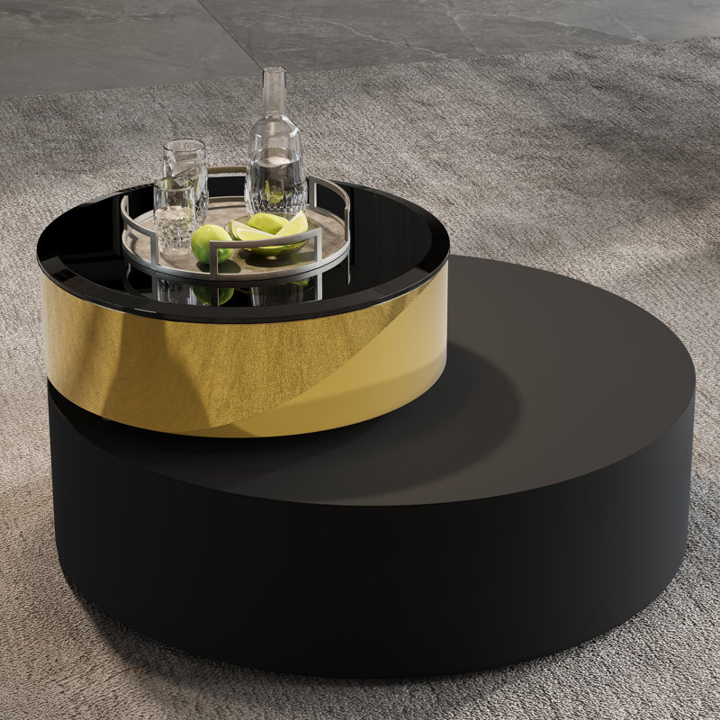 Table basse gigogne moderne extensible 31,5 po, Noir, Noir