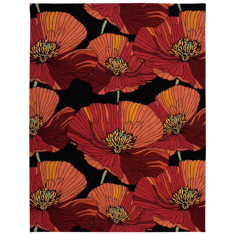 Tapis noir contemporain Karyn, Rectangle 8 pi x 10 pi 6 po