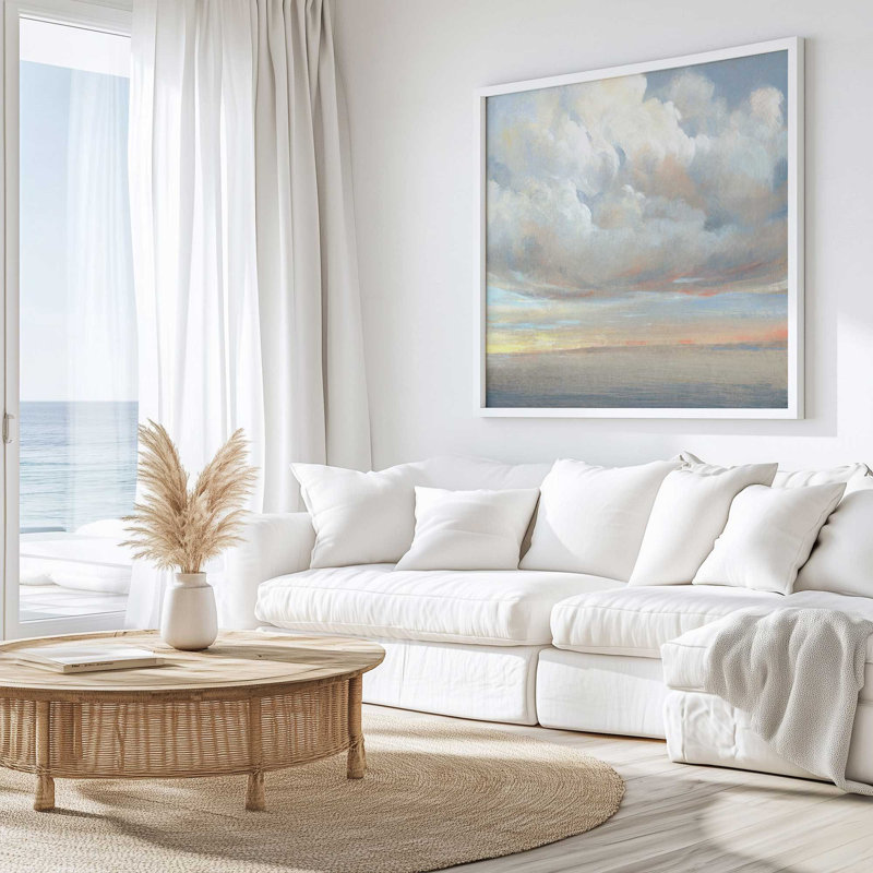 Couches de lumière et de nuages I print, H 13,75 po x l 13,75 po, Cadre ouvert à coins ouverts, or brossé