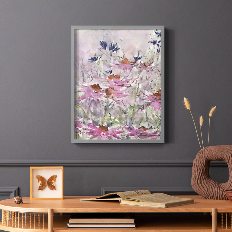 Reproduction encadrée de Floral Entertainment II - bois massif, Gris, H 10 po x l 8 po