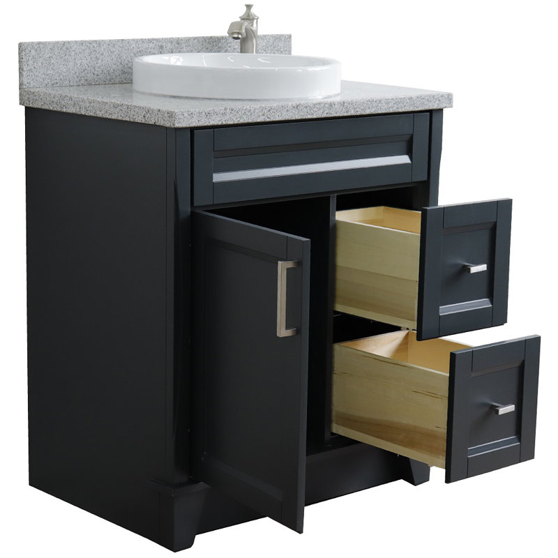 31'' Single Bathroom Vanity with Granite Top, Gray