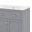 60" Bathroom Vanity Set, Double Vanities, Double Ceramic Sinks, Storage Shelf, And Divided Drawers-337587059