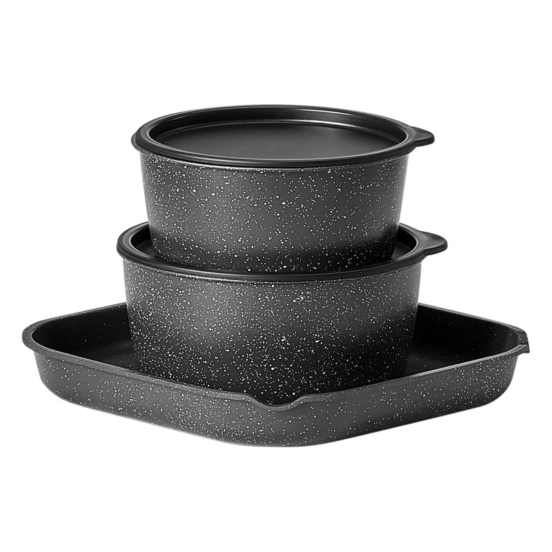 Ensemble de batterie de cuisine antiadhésive en granit de 17 pièces avec poignées amovibles, casseroles et poêles compatibles avec l'induction, indispensables pour économiser de l'espace