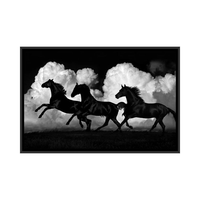 «Wild Horses», impression sur toile, H 18 po x l 26 po x P 1,5 po, Toile avec cadre noir, Pas de tapis