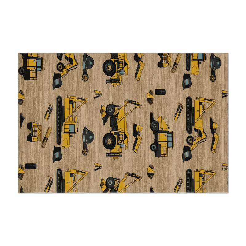 Transportation Beige Indoor and Outdoor Area Rug, Rectangle 2' x 3'