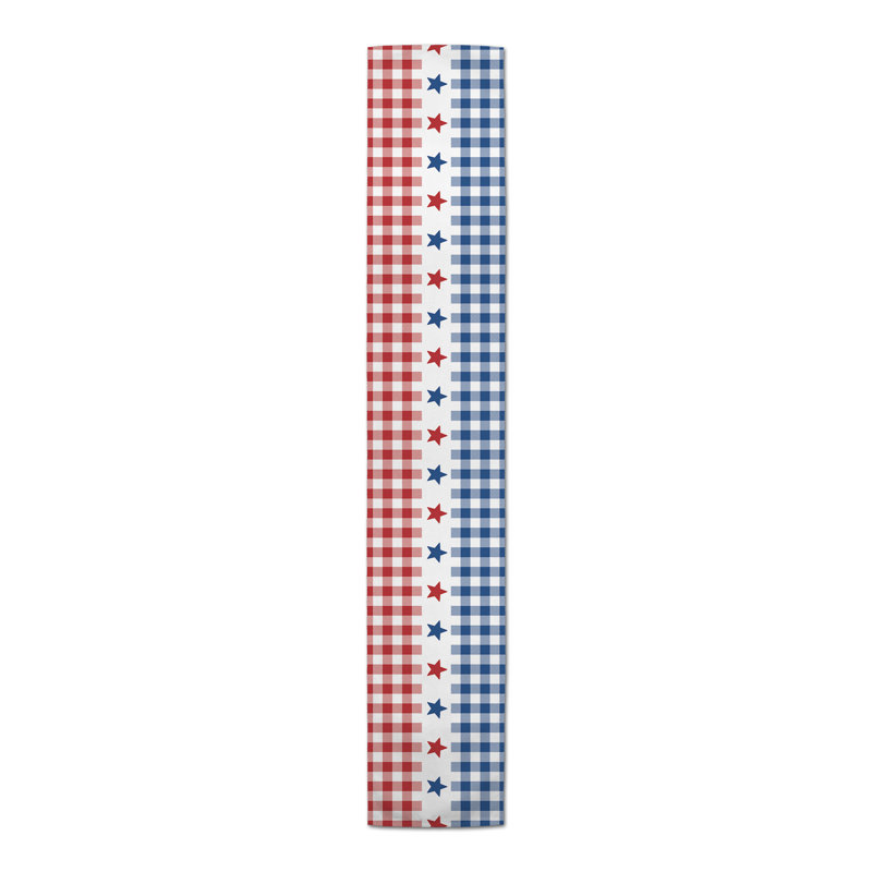Daegan Rectangle Gingham Independence Day Polyester Table Runner, 72" x 16"