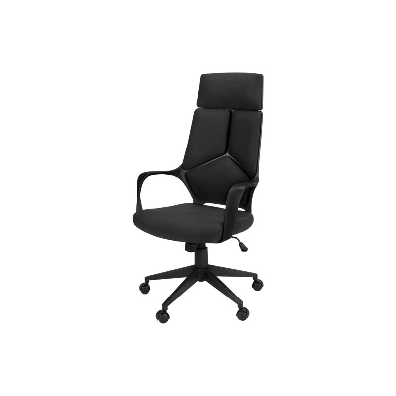 Office Chair, Adjustable Height, Swivel, Ergonomic, Armrests, Computer Desk, Work Fabric Metal, Black, Black