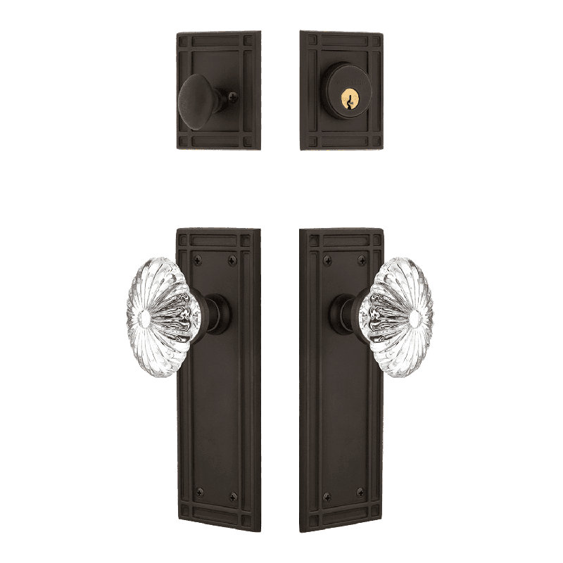 Ensemble d'entrée de mission Nostalgic Warehouse avec cristal ovale cannelé, Bronze frotté à l'huile, 2.75