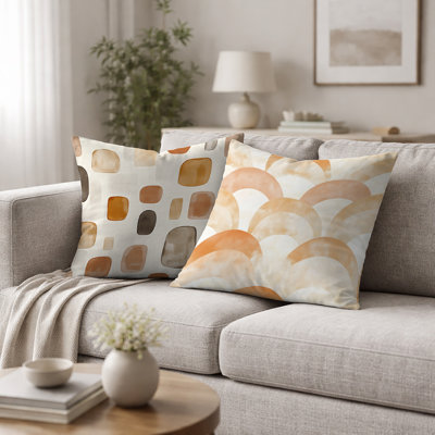 Coussin géométrique imprimé - Earthy Shapes Country Farmhouse