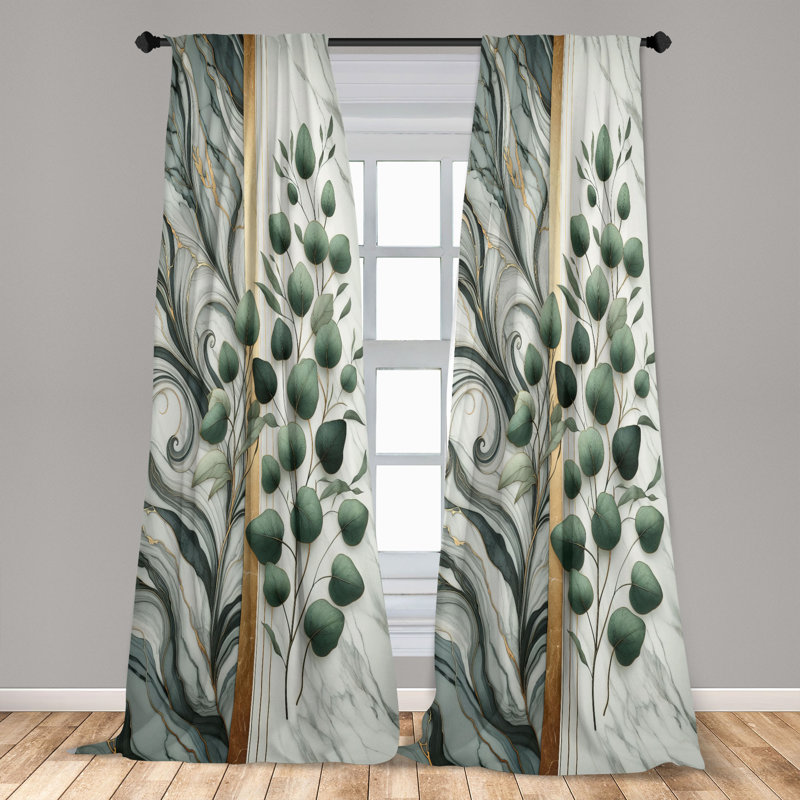 Ambesonne Ambesonne Eucalyptus Curtains 2 Panel Grey Teal and Sage Green (Set of 2)