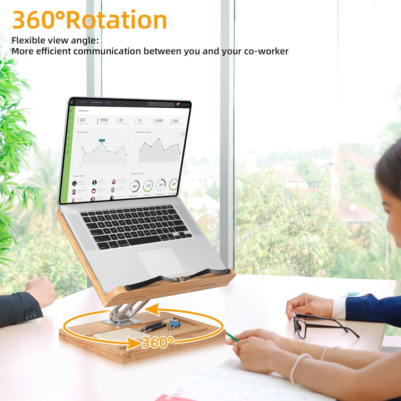 Adjustable Book Stand For Reading, 360 Degree Book Holder Hands Free With Phone Holder Slot And File Organizer, Foldable Desktop Riser For Laptop, Recipe, Textbook,Cookbook Stand