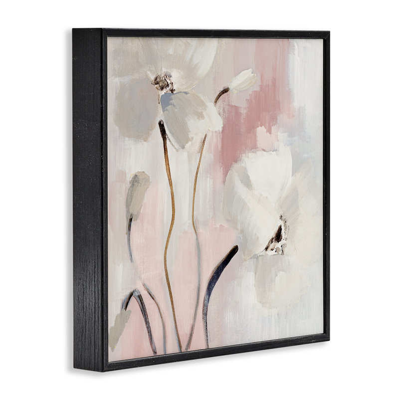 Fleurs abstraites blanches, estampe numérique encadrée par Lanie Loreth, H 12 po x l 12 po, Noir