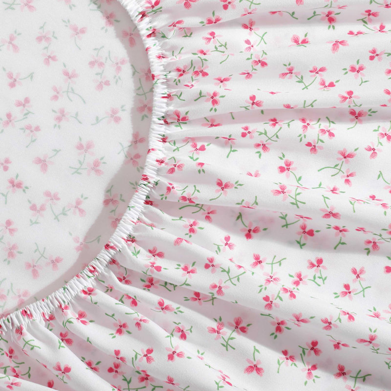 Betsey Johnson Printed Novelty Sheet Sets, Pink Floral, Full Sheet Set with 2 Standard Pillowcases