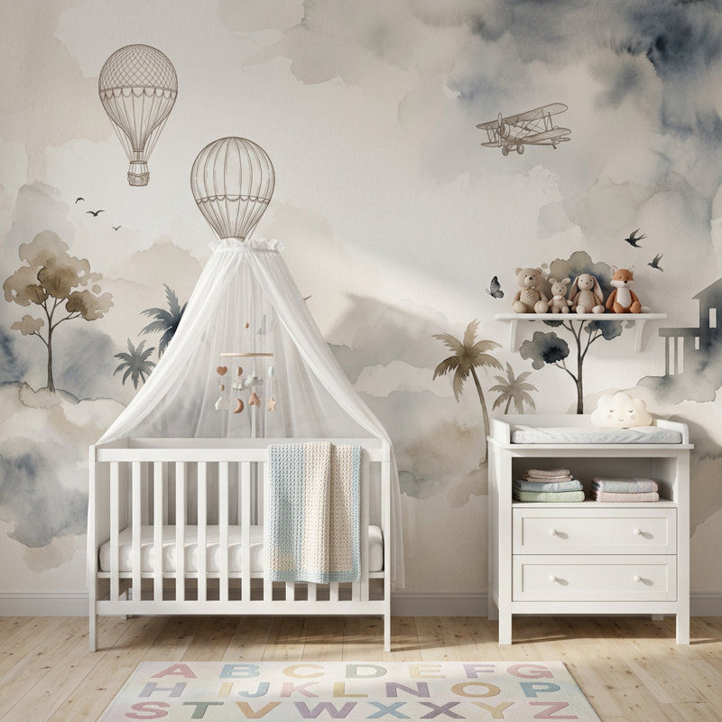 Décoration murale amovible Cloudscape, 120 po x 96 po, Peler et coller
