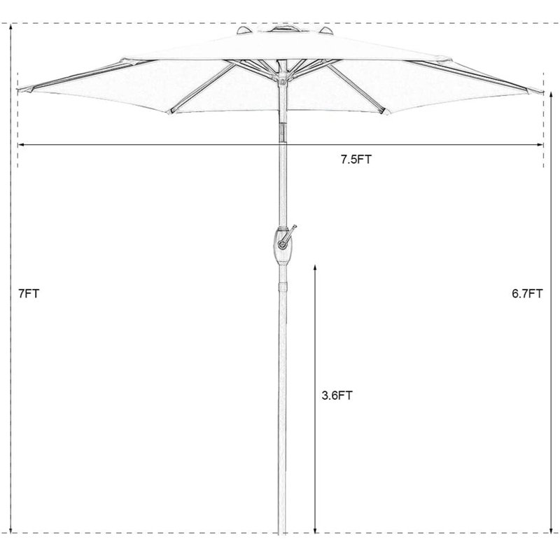 Parasol 7 pi 6 po Barron, Bleu lac