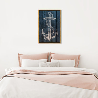 Nautical and Coastal Blue Rustic Anchor Nautical Watercrafts - impression d'art graphique