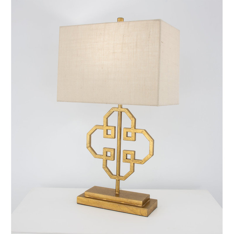 Lilu Table Lamp, Antiqued Gold Leaf, Off White
