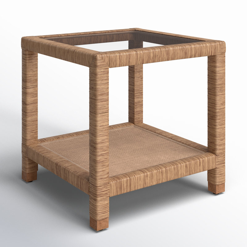 Pine Isle Glass End Table, Honey