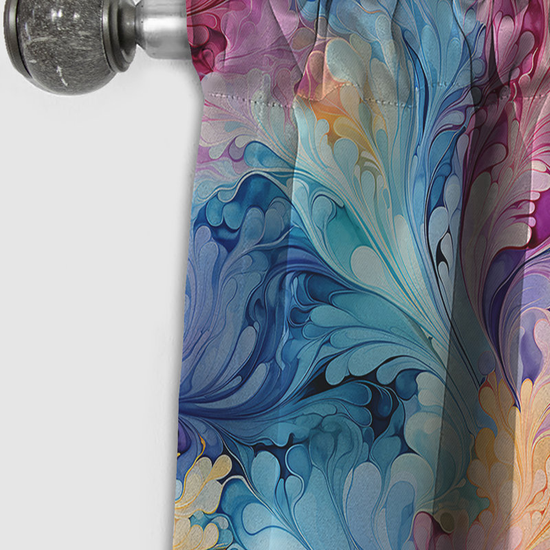 Rideau en marbre rose et bleu Reverie, L 52 po x L 120 po