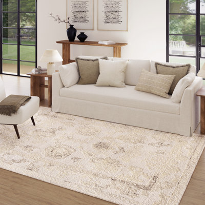 Marlyn Traditional Filigree Bordered Hand-Tufted Wool Indoor Area Rug