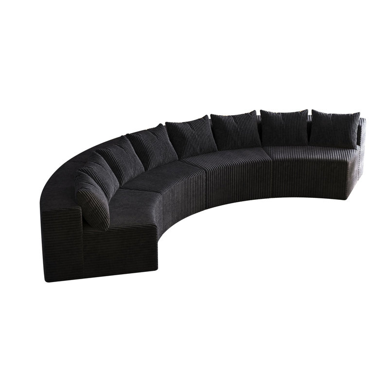 Canapé en mousse Corduroy, H 30,5 po x l 156 po x P 36 po, Velours côtelé noir