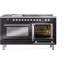 Cuisinière à double combustible de 60 po ILVE Professional Plus II, 7 brûleurs scellés, plaque chauffante, plateau français (porte vitrée)-98168251-98168250