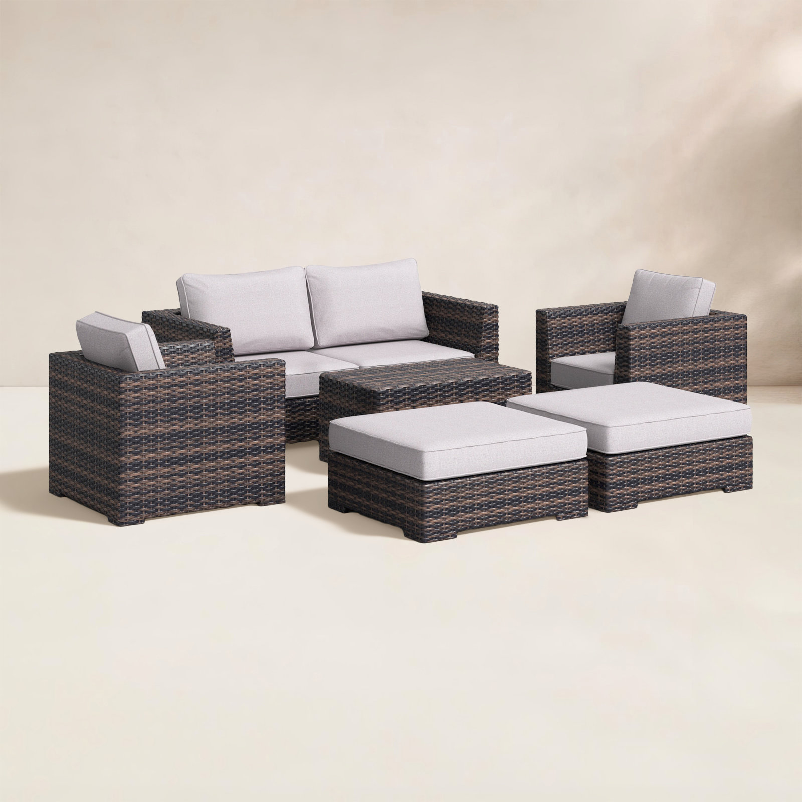 Paniagua Wicker Fully Assembled 6 - Person Seating Group with Cushions