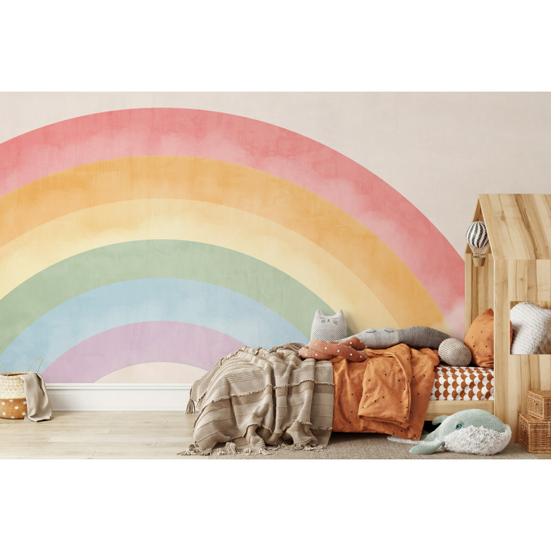 Pastel Rainbow Arch Wallpaper for Nursery, 75"L x 112"W