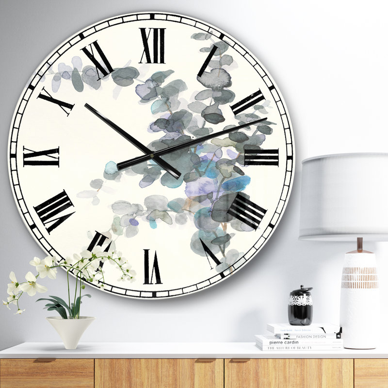 Aquarelle grise grise III - Horloge murale traditionnelle, Petit