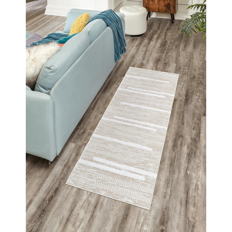 Tapis de couloir en coton Raelyn, Tapis de couloir 2 pi 7 po x 12 pi