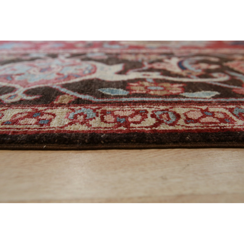 Coral Hand-Knotted Wool Arboreal Symmetry Geometric Modern Contemporary Carpet Rug, 8' x 10'