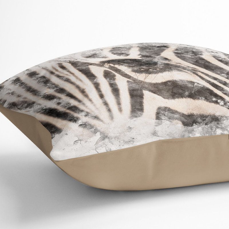 Animal Print Square Throw Cushion, Stone, 55cm H x 55cm W x 20cm D