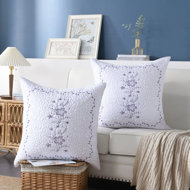 Polyester Bedding Set, Euro, White/Purple