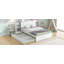 Lit plateforme double avec rangement et tablettes gigognes, blanc