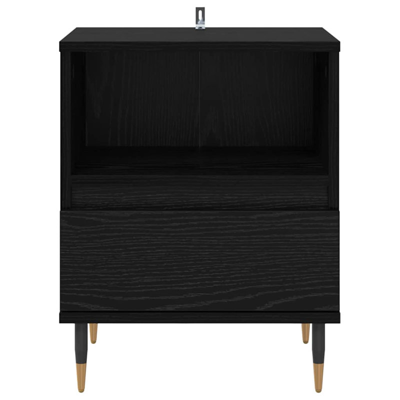 40cm W Manufactured Wood Bedside Table, Black Oak