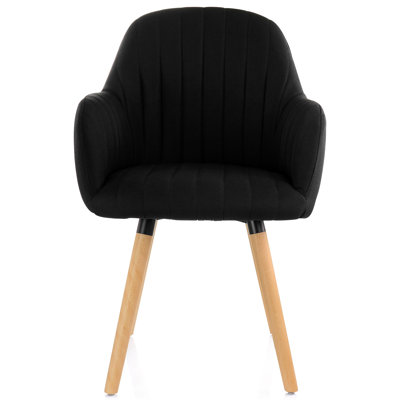 Fauteuil capitonné en tissu 2 pièces Corrigan Studio® noir avec pieds en bois