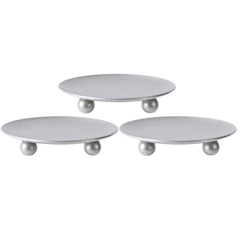 Porte-bougie décoratif en fer, ensemble de 3, support de bougie pour bougies à DEL et à cire, Argent argent