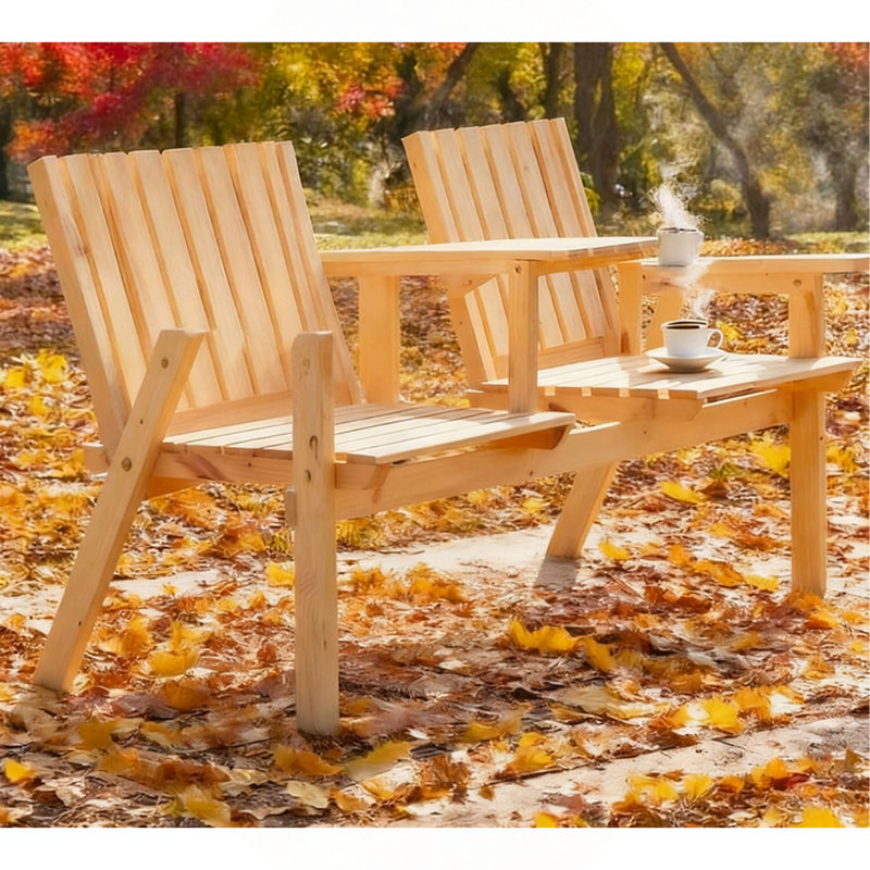 Banc avec ensemble de table Banc de patio, banc de jardin avec table du milieu et trou pour parasol