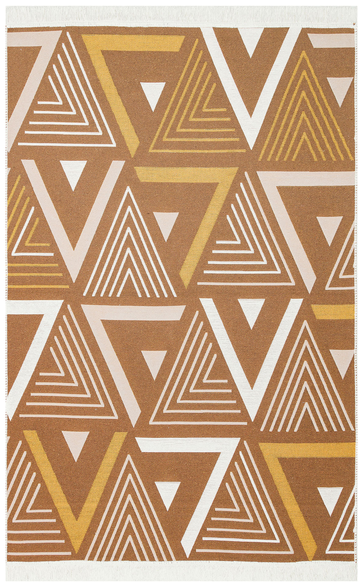 Oliver Jee Beige Zigzag Cotton Machine Made Area Rug__Rectangle