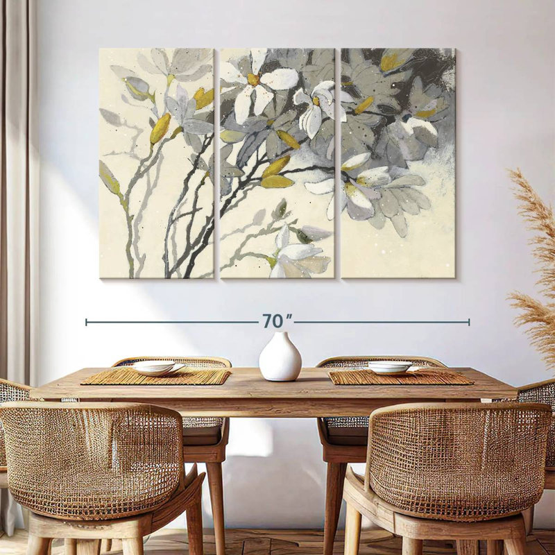 Harnek Magnolias jaune gris, H 24 po x l 38 po