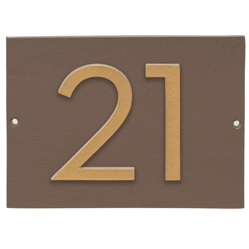 Plaque d’adresse murale sur 1 ligne flottante, Sable, Or, Oui