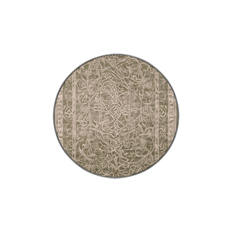 Machine Washable Gray Area Rug, Round 6'